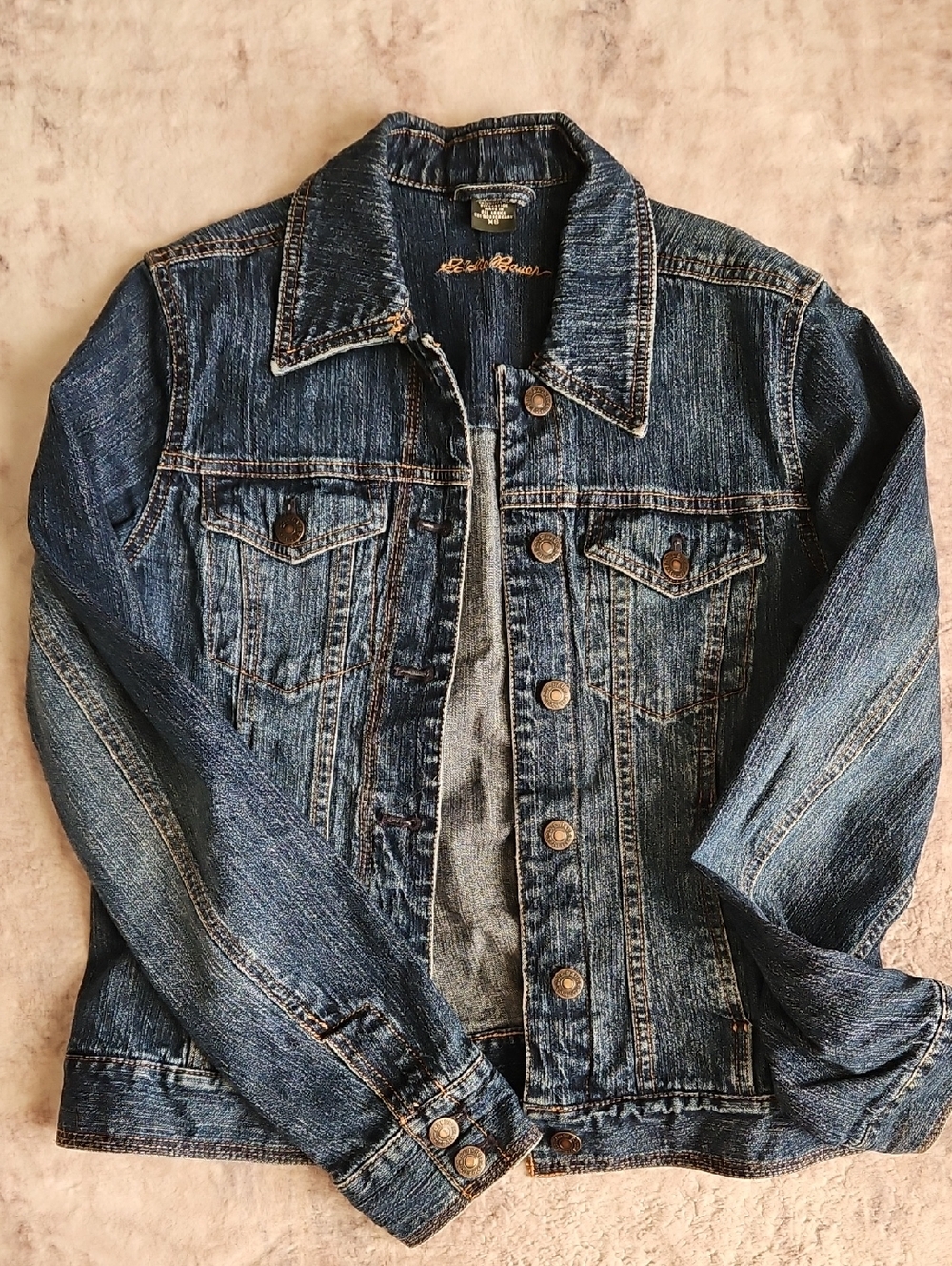 Eddie Bauer Distressed Blue Denim Jacket